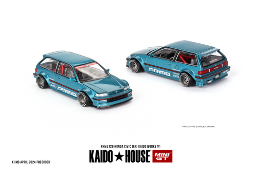 KAIDO HOUSE + MINI GT 1:64 Honda Civic (EF) Kaido Works V1 #126 Teal - AUSSIE diecast