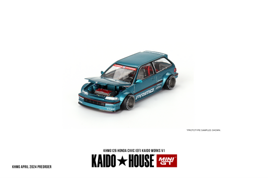 KAIDO HOUSE + MINI GT 1:64 Honda Civic (EF) Kaido Works V1 #126 Teal - AUSSIE diecast