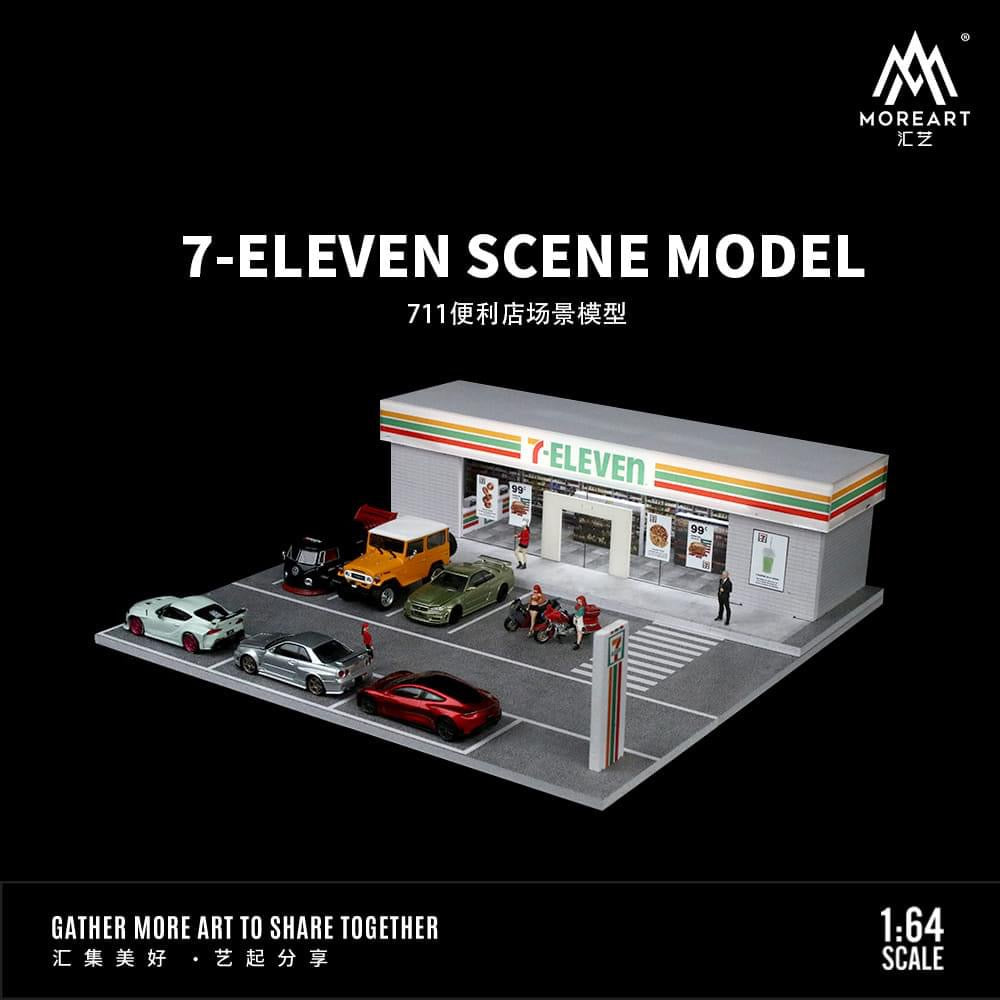 MOREART 7-ELEVEN Parking Lot Scene 1:64 Diorama with LED Lighting