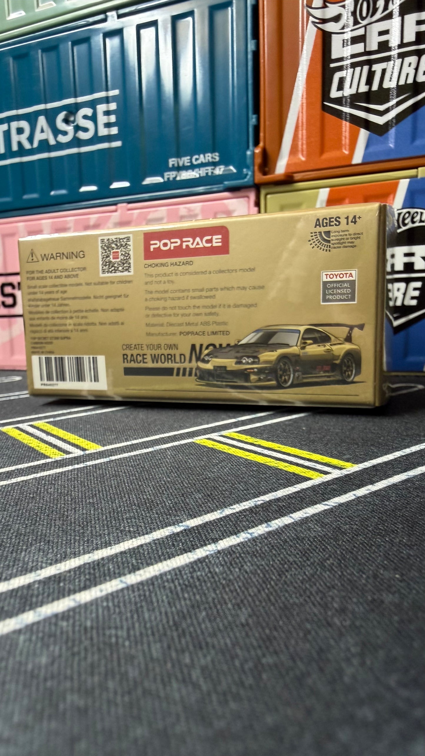 POP RACE 1:64 Top Secret GT300 Toyota Supra Gold Chrome with carbon bonnet