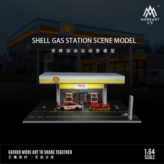 MOREART 1:64 Shell Gas Station Scene Diorama with LED Lighting - AUSSIE diecast