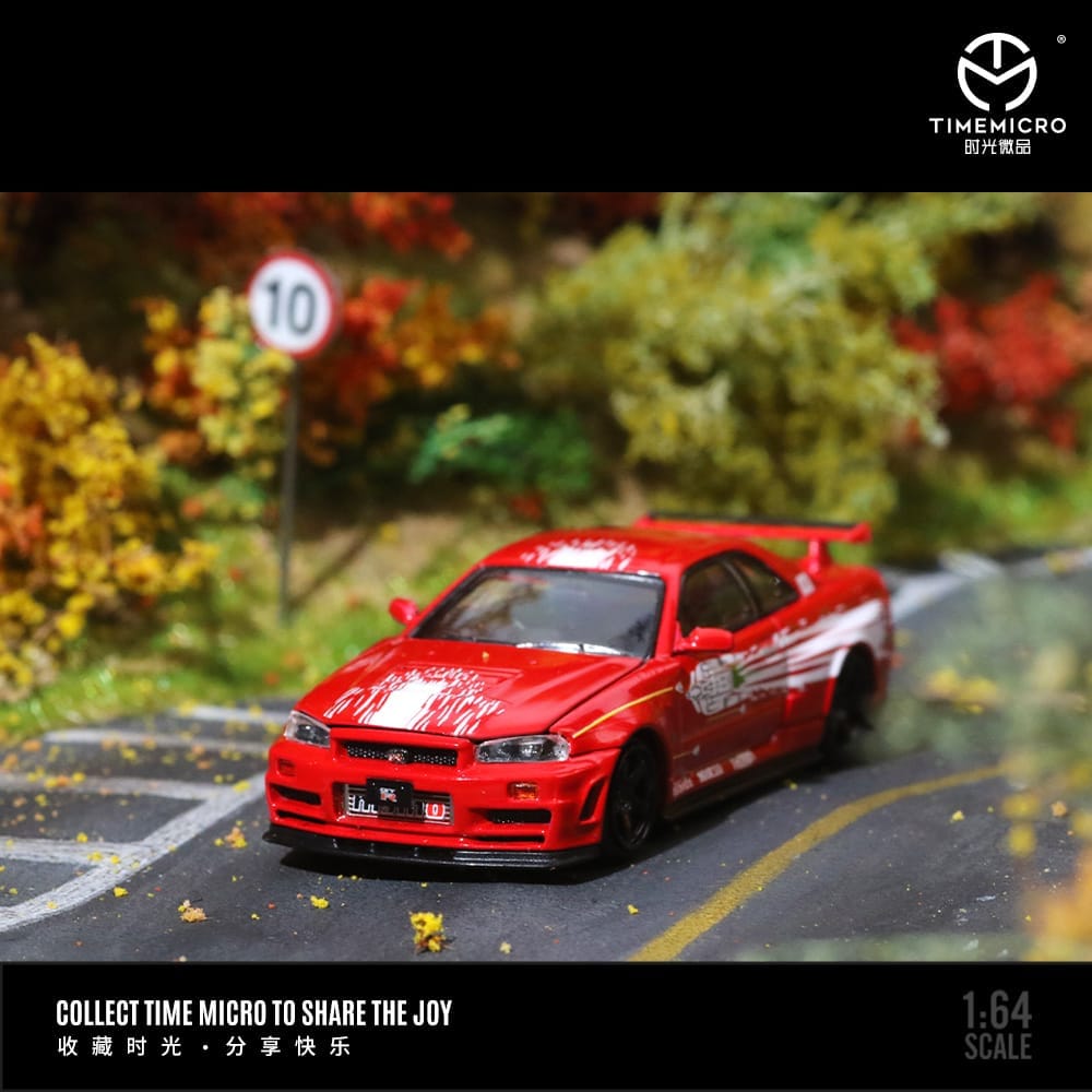 TIME MICRO 1:64 Nissan Skyline R34 GT-R Nismo Z-Tune FNF Red or FNF Orange