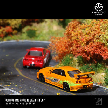 TIME MICRO 1:64 Nissan Skyline R34 GT-R Nismo Z-Tune FNF Red or FNF Orange