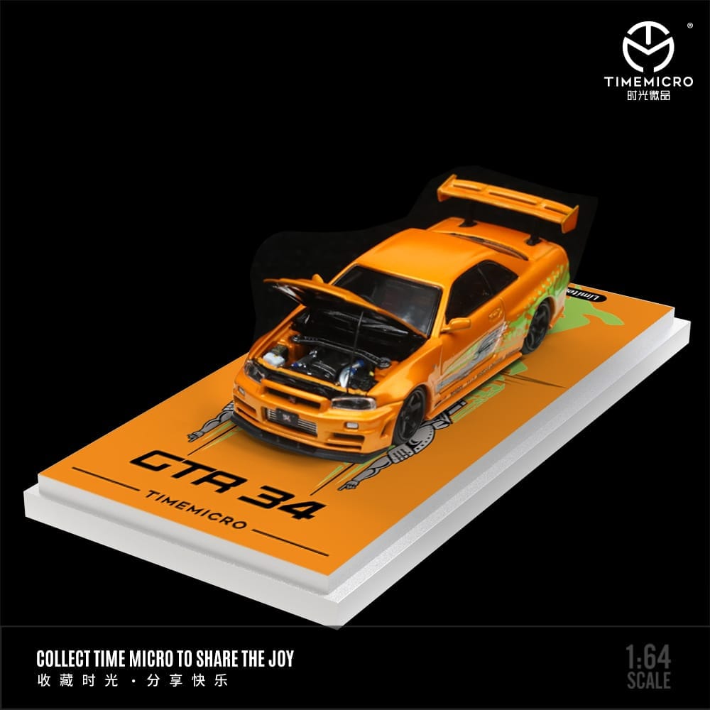 TIME MICRO 1:64 Nissan Skyline R34 GT-R Nismo Z-Tune FNF Red or FNF Orange