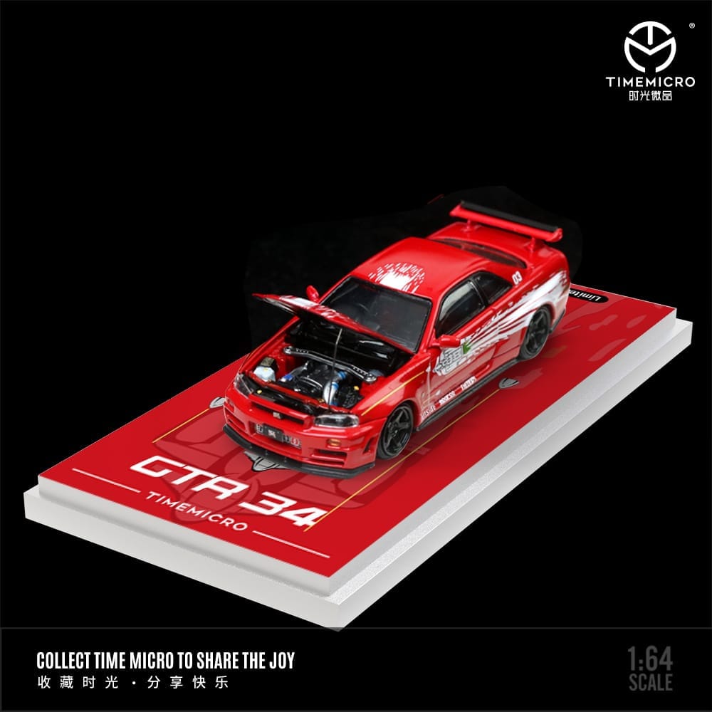 TIME MICRO 1:64 Nissan Skyline R34 GT-R Nismo Z-Tune FNF Red or FNF Orange