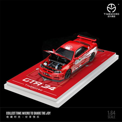TIME MICRO 1:64 Nissan Skyline R34 GT-R Nismo Z-Tune FNF Red or FNF Orange