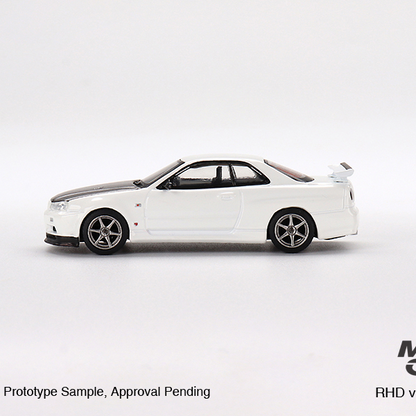 Mini GT 1:64 Nissan Skyline GT-R R34 V-Spec N1 #501 White Carbon Fibre - AUSSIE diecast