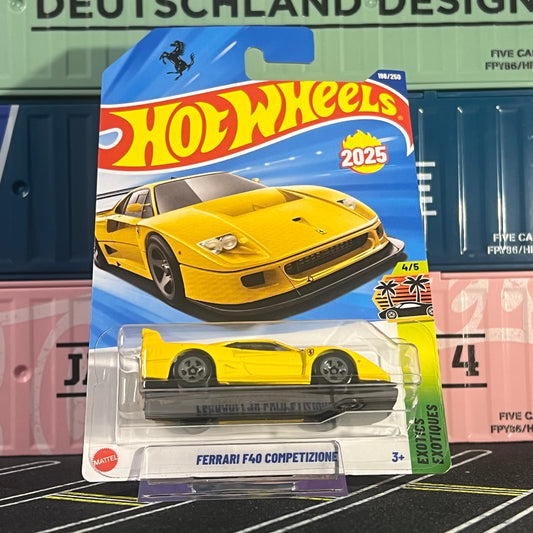 Hot Wheels 2025 Mainline Ferrari F40 Competizione 198/250 Yellow Long Card - AUSSIE diecast
