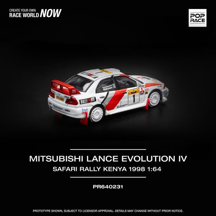 POP RACE Mitsubishi Lancer Evolution IV Safari Rally Kenya 1998 - AUSSIE diecast