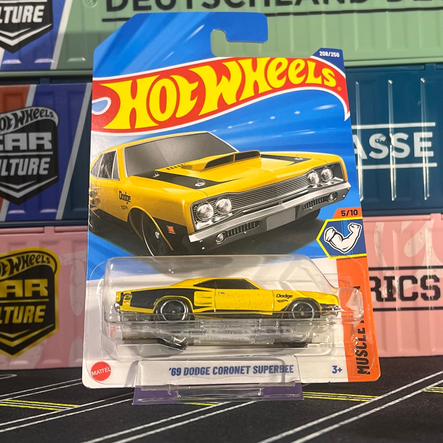 Hot Wheels 2025 Mainline '69 Dodge Coronet Superbee 208/250 Yellow Long Card - AUSSIE diecast