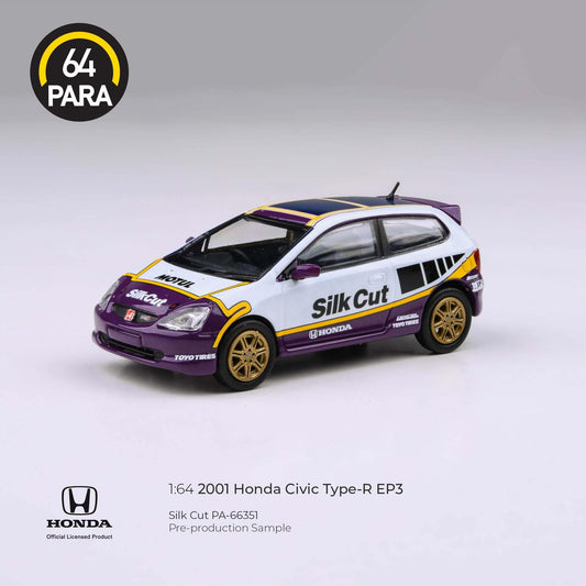 *PREORDER* PARA64 1:64 Honda 2001 Civic Type R EP3 SILK CUT Livery