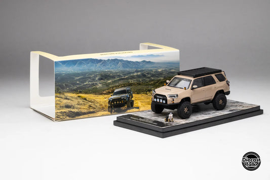 DiecastTalk Exclusive GCD Toyota 4Runner Pre-Runner (Madpews)with dog and Accessories Quicksand colour