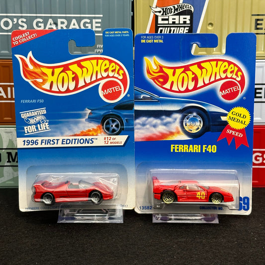 Hot Wheels 1995 Ferrari F40 F50 Mainline (Set of 2) Red - AUSSIE diecast