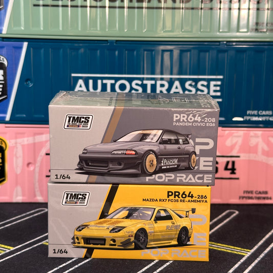 POP RACE Pandem civic EG Black Chrome & Mazda RX-7 RE Amemiya FC3S