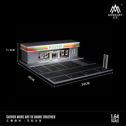 MOREART 7-ELEVEN Parking Lot Scene 1:64 Diorama with LED Lighting