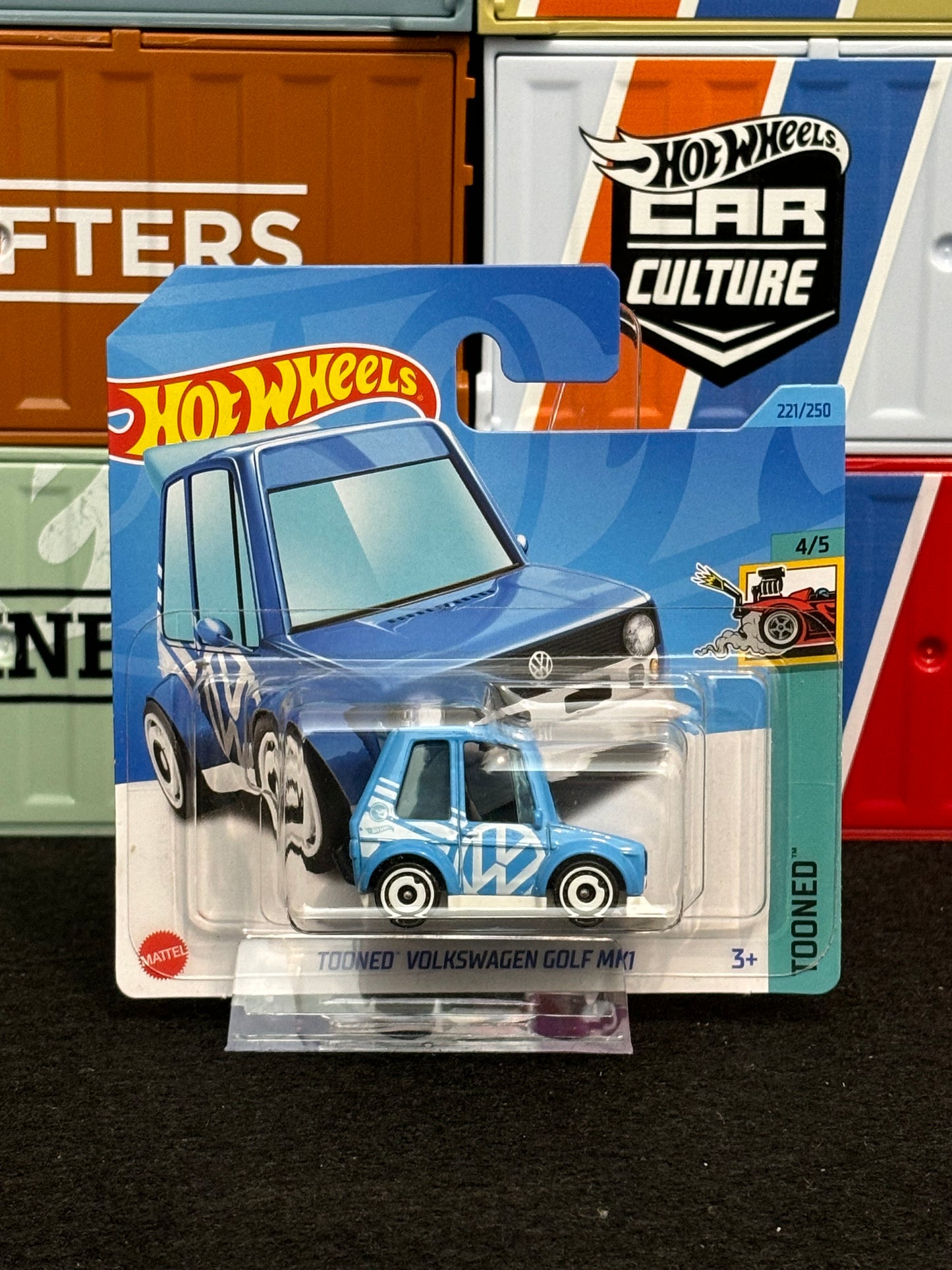 Hot Wheels 2023 Tooned Volkswagen Golf MK1 221/250 Mainline Short Card *Treasure Hunt*