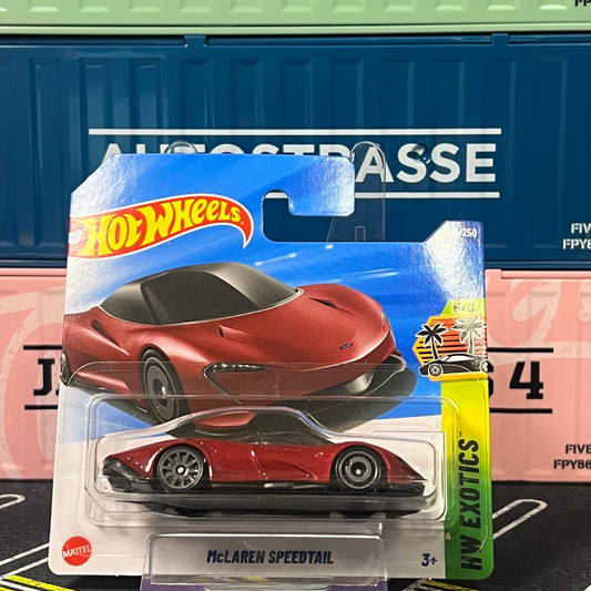 Hot Wheels 2025 Mainline McLaren Speedtail 209/250 Bergundy Short Card - AUSSIE diecast