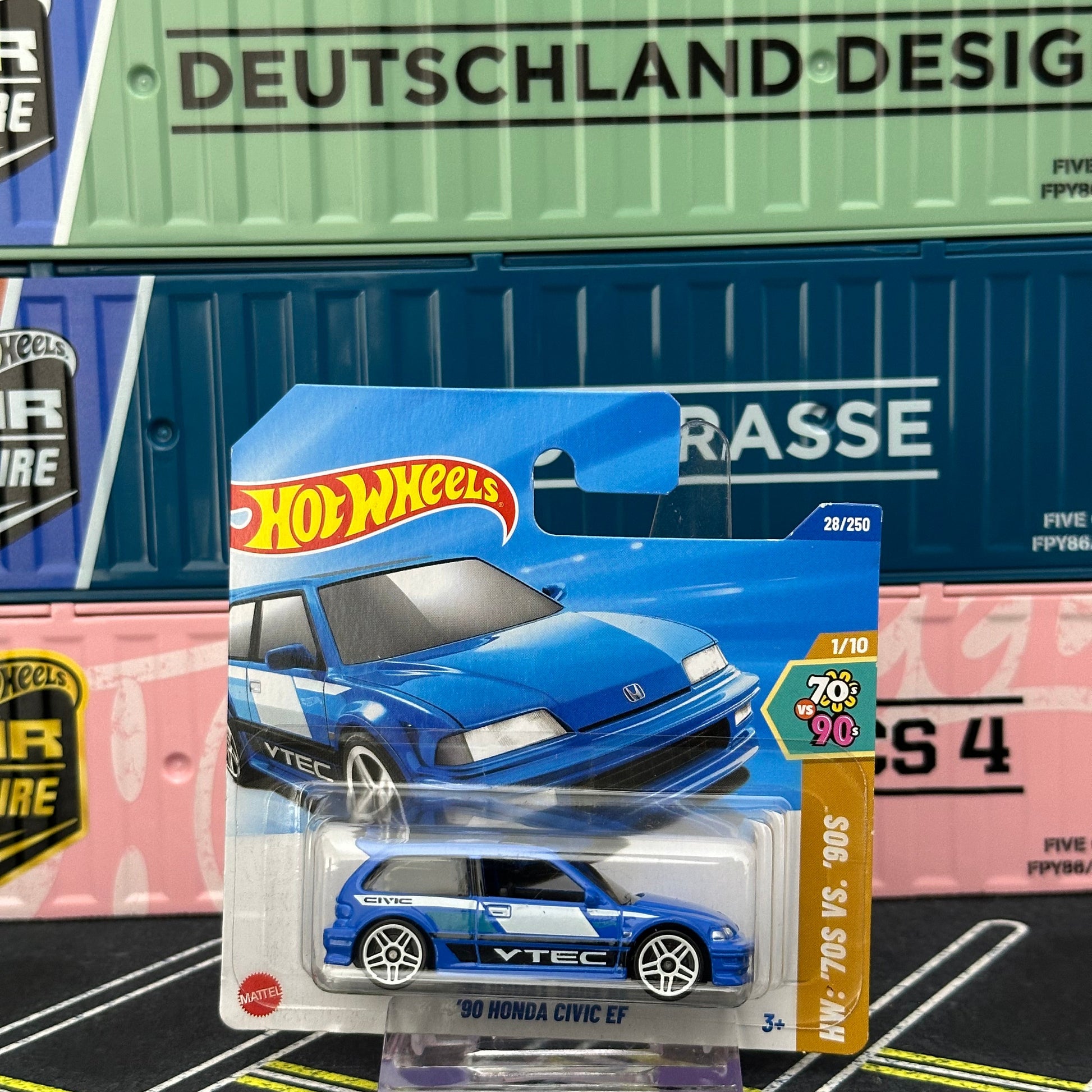 Hot Wheels 2025 Mainline ‘90 Honda Civic EF 28/250 Blue Short Card - AUSSIE diecast