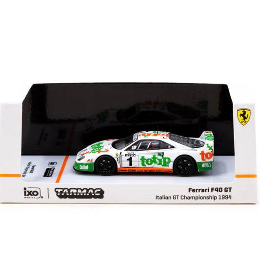 Tarmac Works X Hobby64 1/64  Ferrari F40 GT – Italian GT Chashipmpion1994 #1 – F. D’Amore, O. Larrauri – White – Special Edition