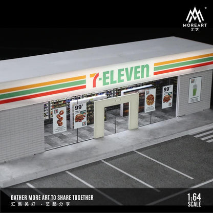 MOREART 7-ELEVEN Parking Lot Scene 1:64 Diorama with LED Lighting