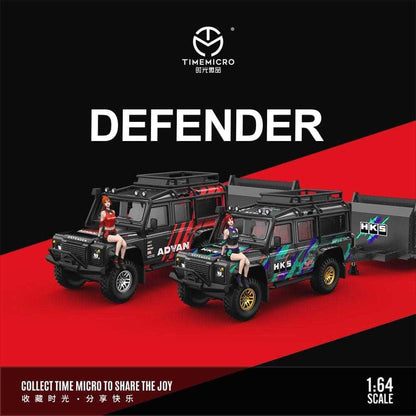 TIME MICRO 1:64 Land Rover Defender + Trailer - Advan or HKS