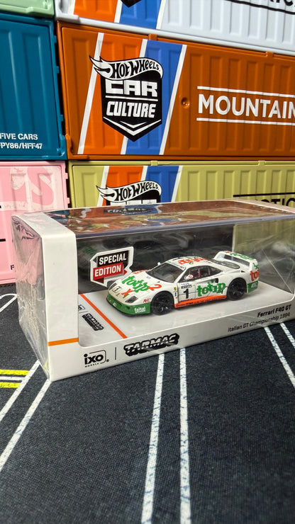 Tarmac Works X Hobby64 1/64  Ferrari F40 GT – Italian GT Chashipmpion1994 #1 – F. D’Amore, O. Larrauri – White – Special Edition