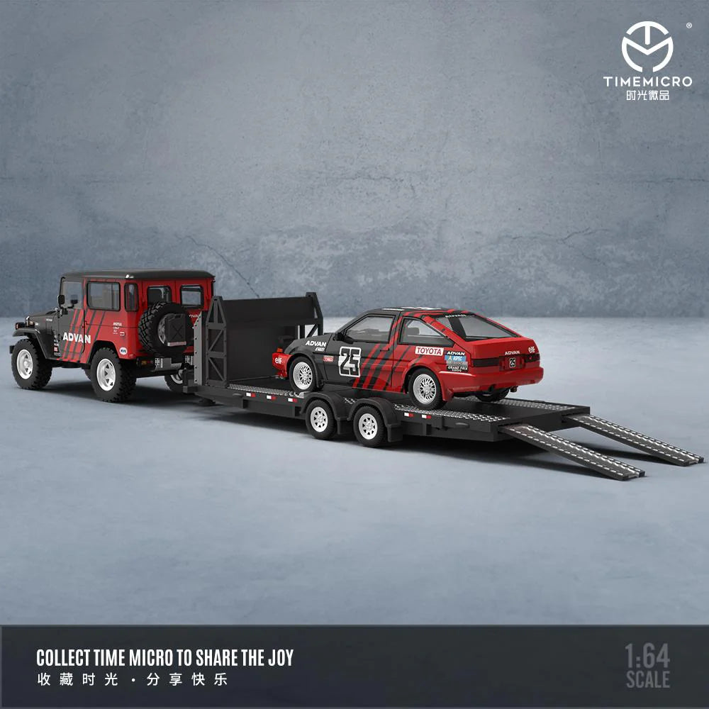 TIME MICRO 1:64 Toyota FJ40 & AE86 with Trailer Set Advan