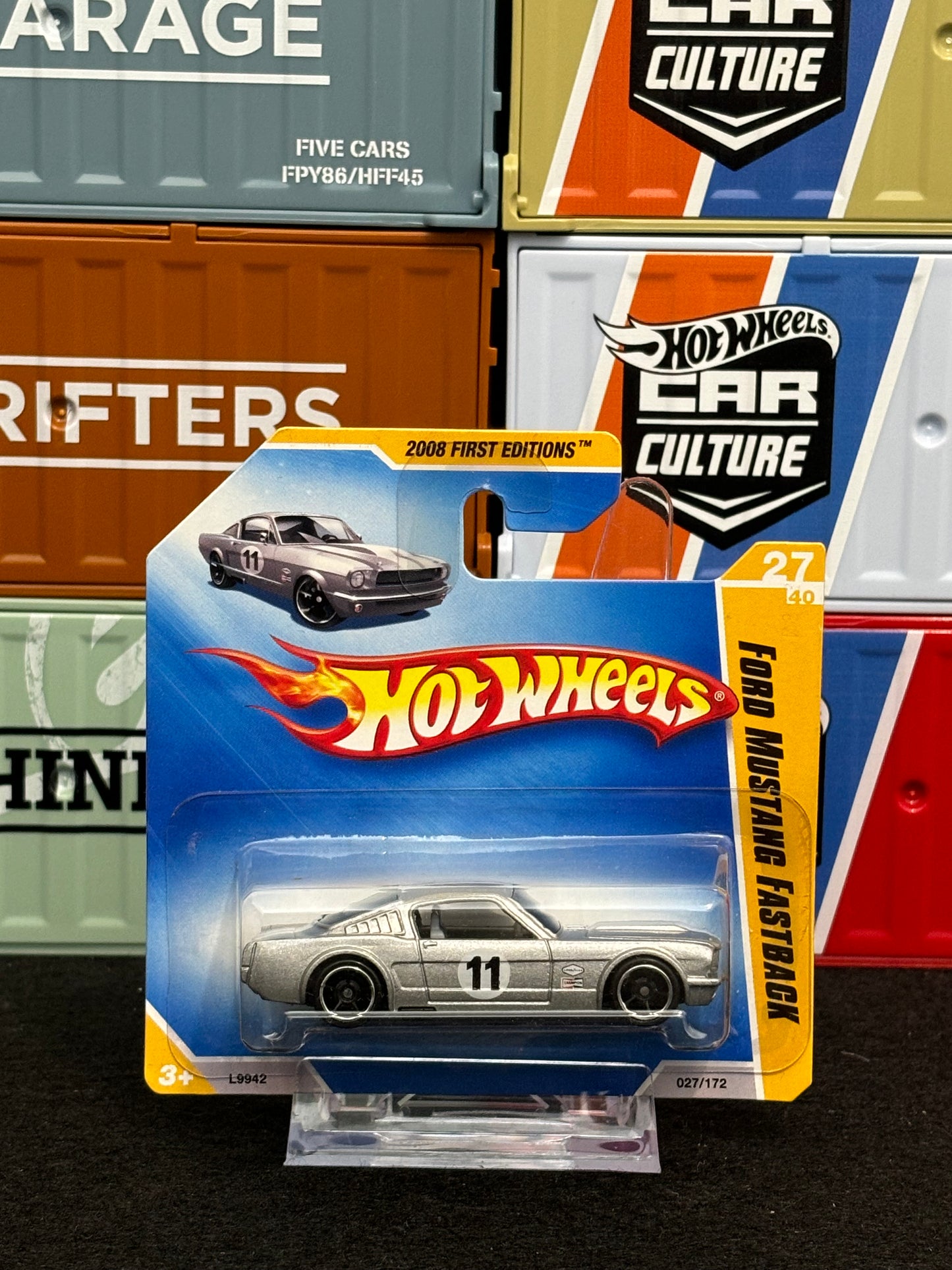 Hot Wheels 00's Ford Mustang Fastback Mainline Short Card Silver