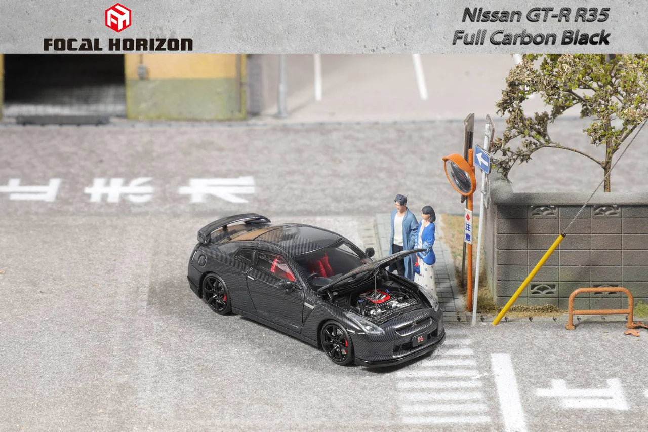 Focal Horizon 1:64 Nissan Skyline GTR R35 full Carbon Fibre Black - AUSSIE diecast