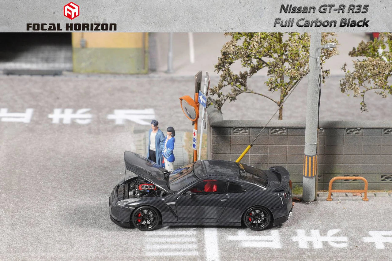 Focal Horizon 1:64 Nissan Skyline GTR R35 full Carbon Fibre Black - AUSSIE diecast