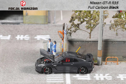 Focal Horizon 1:64 Nissan Skyline GTR R35 full Carbon Fibre Black - AUSSIE diecast