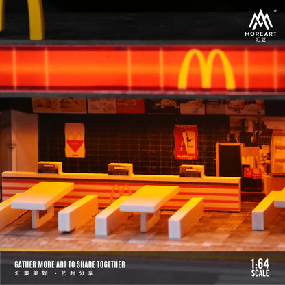 MOREART McDonalds Restaurant Parking Lot Scene 1:64 Diorama with LED Lighting