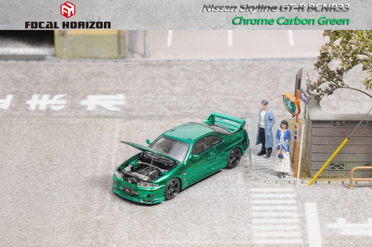 Focal Horizon 1:64 Nissan Skyline GTR R33 Green Carbon Chrome