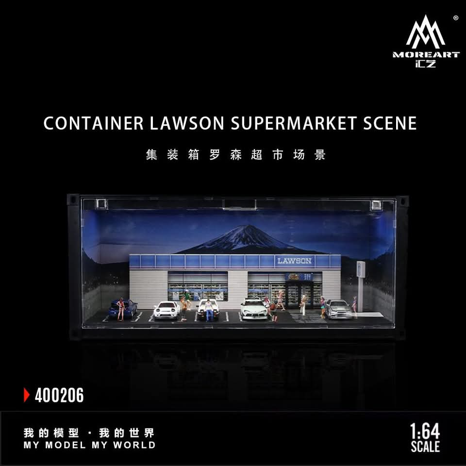 MOREART Lawson Supermarket Container Parking Lot Scene 1:64 Diorama with LED Lighting