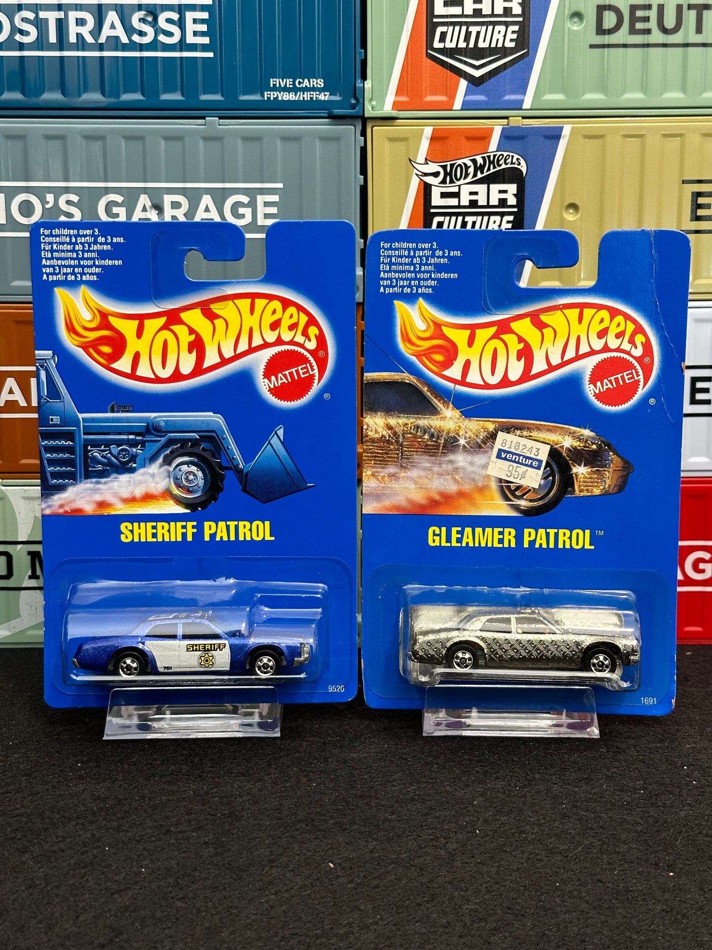 Hot Wheels 1992 Gleamer & Sheriff Patrol Mainline (Set of 2) Chrome / Blue