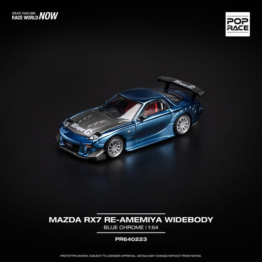 *PREORDER* POP RACE  MAZDA RX7 RE-AMEMIYA WIDEBODY - BLUE CHROME