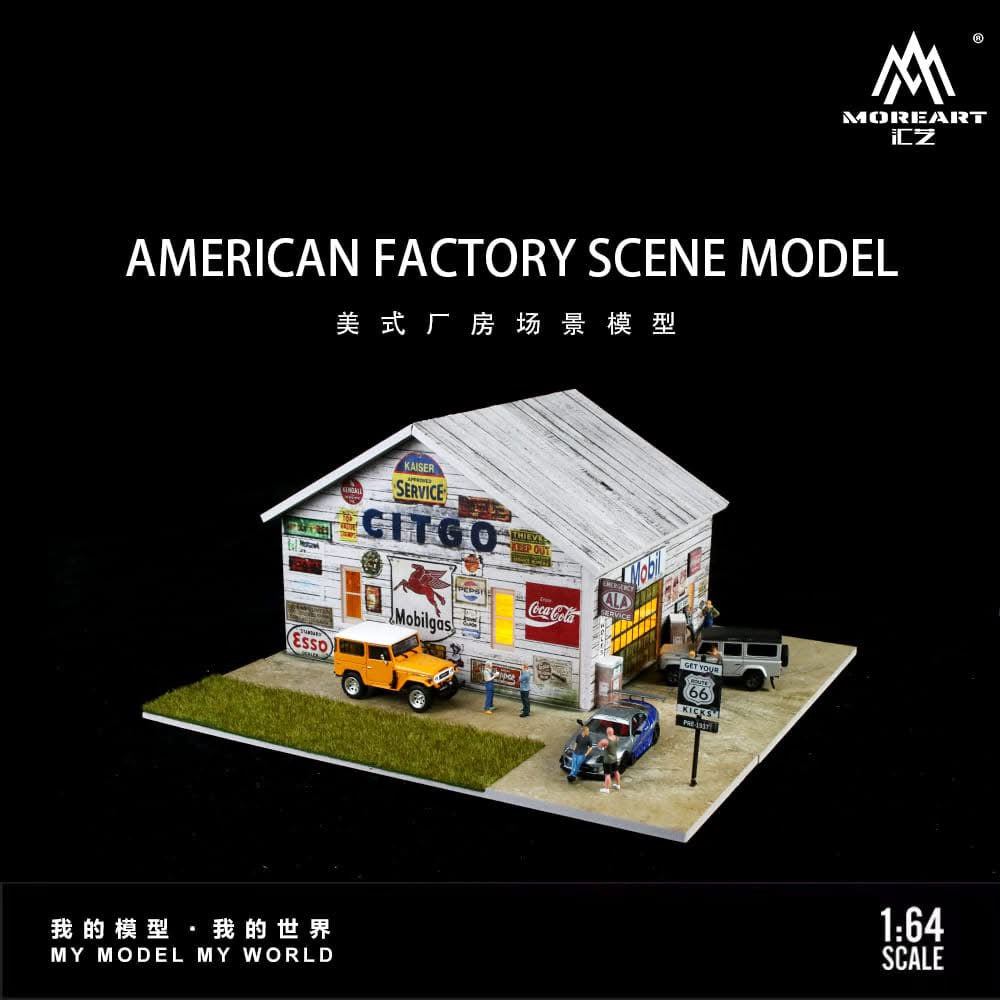 MOREART American Factory Scene 1:64 Diorama with LED Lighting