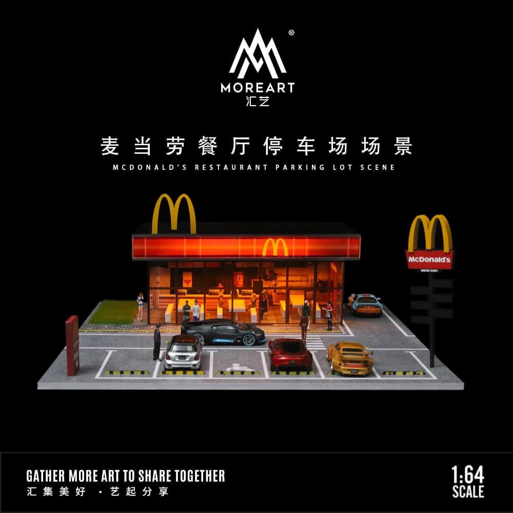 MOREART McDonalds Restaurant Parking Lot Scene 1:64 Diorama with LED Lighting