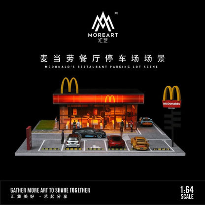 MOREART McDonalds Restaurant Parking Lot Scene 1:64 Diorama with LED Lighting