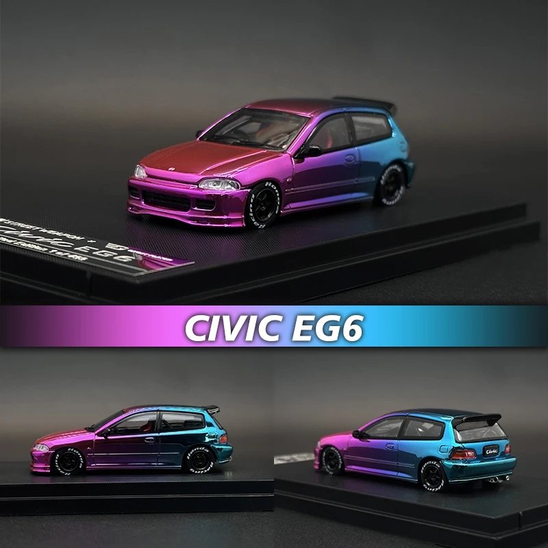 Street Weapon 1:64 EG6 Civic Electroplated Chameleon Pink Purple Blue